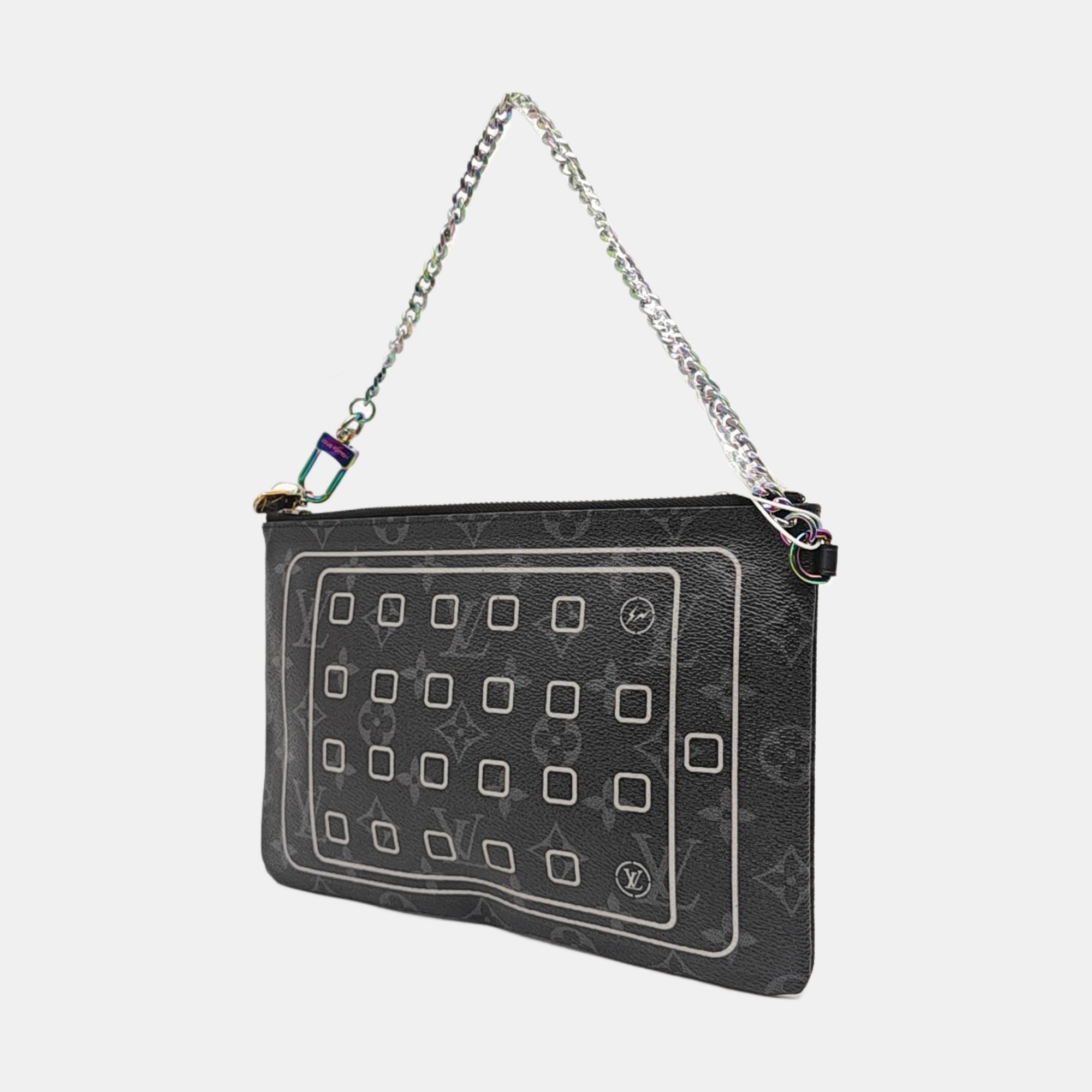 Monogram Coated Canvas Clutch Black