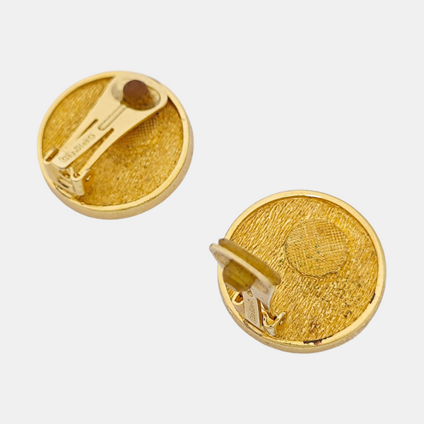Petit CD Metal Gold Clip On Earrings