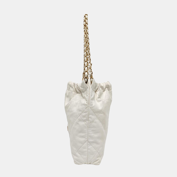 CHANEL 22 Small Quilted Calfskin White