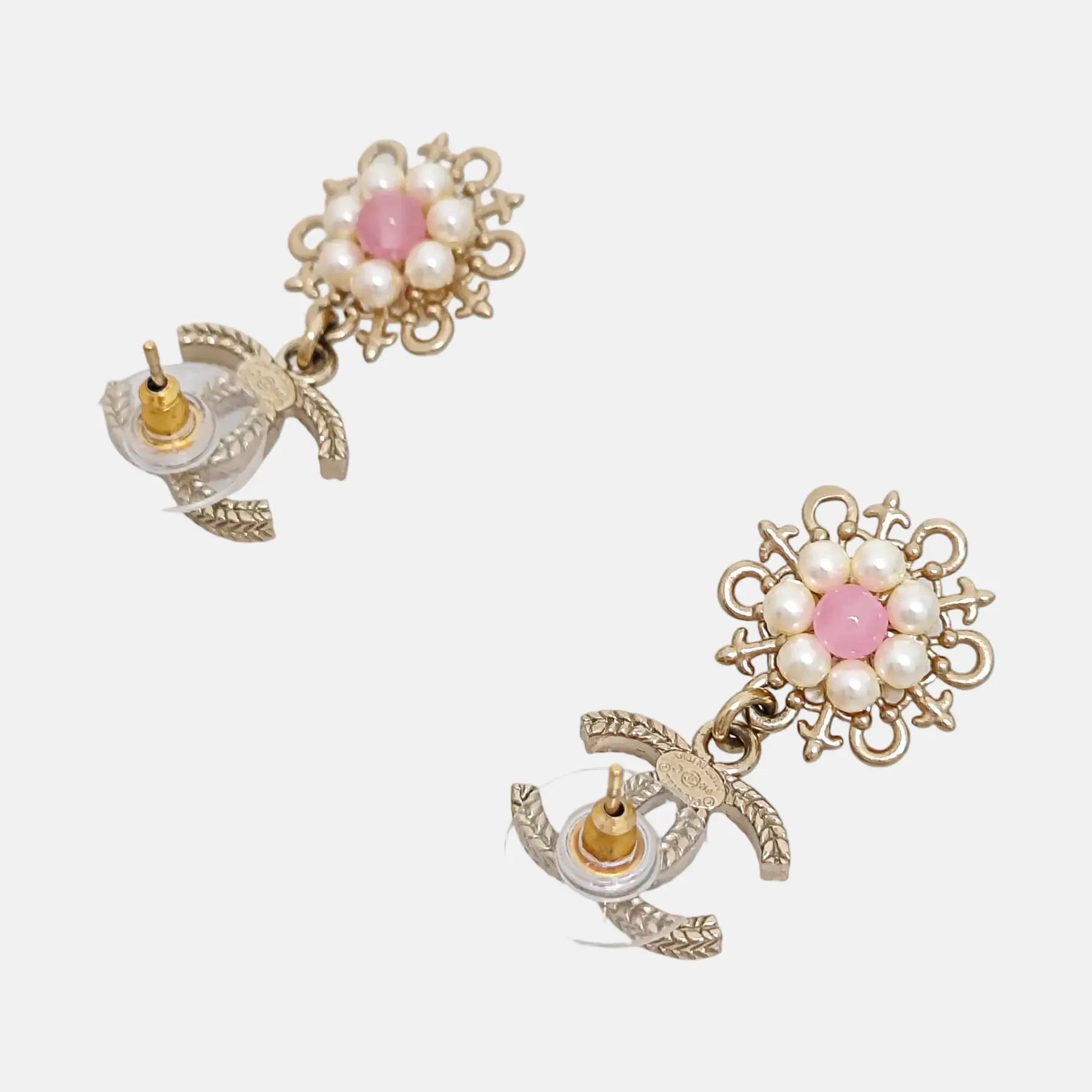 CC Logo Metal Gold Stud Earrings