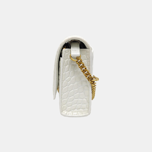 Hourglass Wallet On Chain Mini Calfskin White