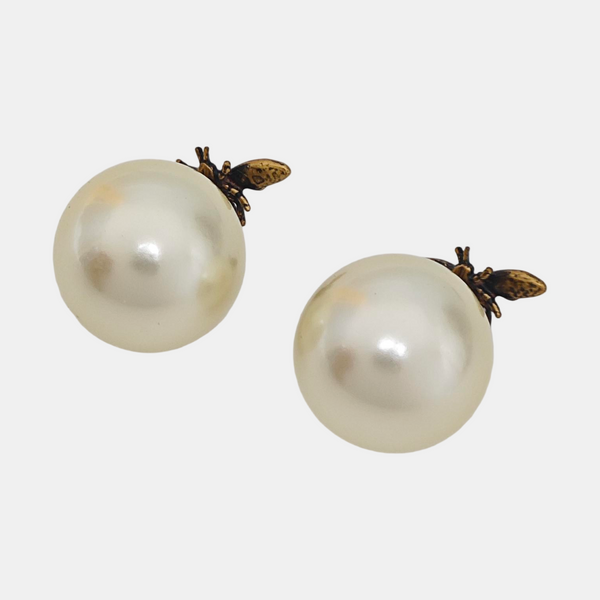 Dior Tribales Metal White Stud Earrings