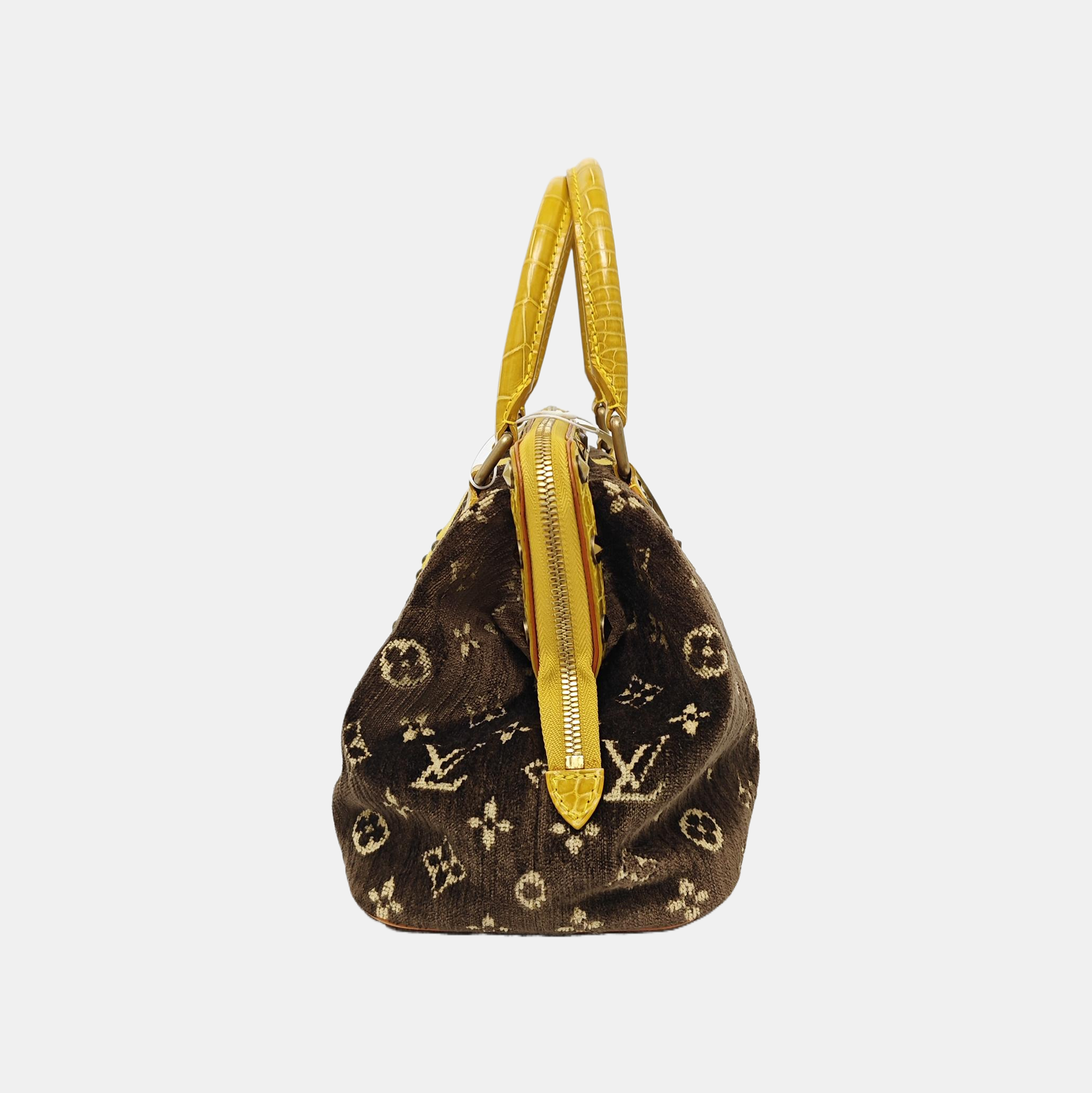 Monogram Crocodile Top Handle Bag GM Brown