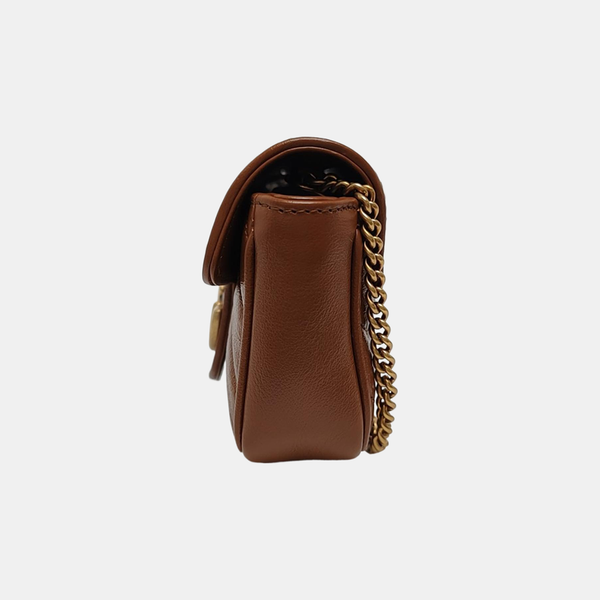 GG Marmont Mini Quilted Calfskin Brown