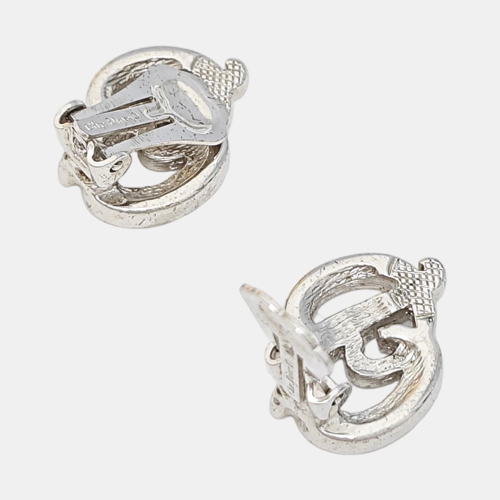 Petit CD Metal Silver Clip On Earrings
