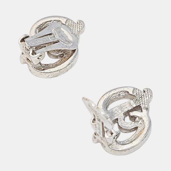 Petit CD Metal Silver Clip On Earrings