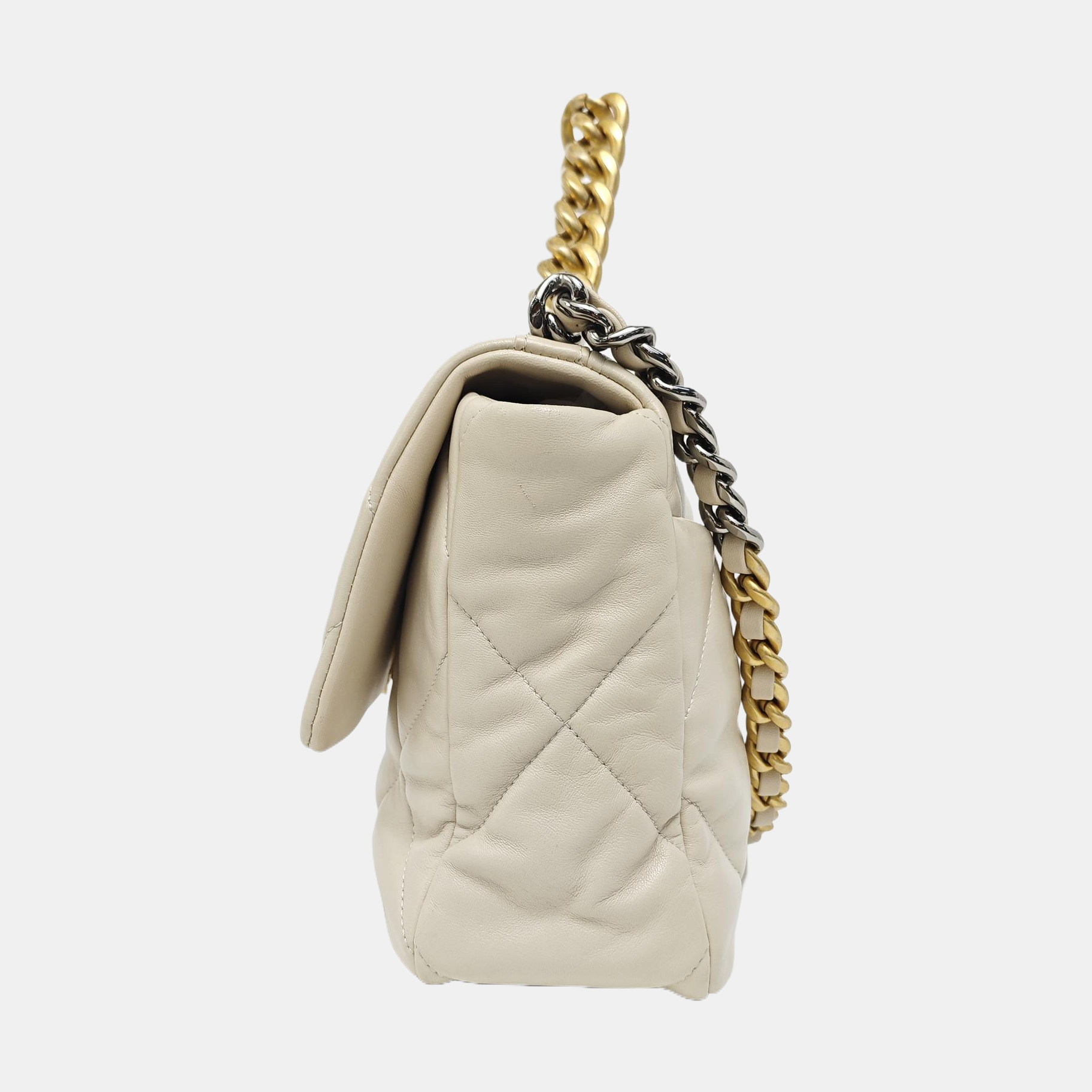 CHANEL 19 Large Quilted Lambskin Beige