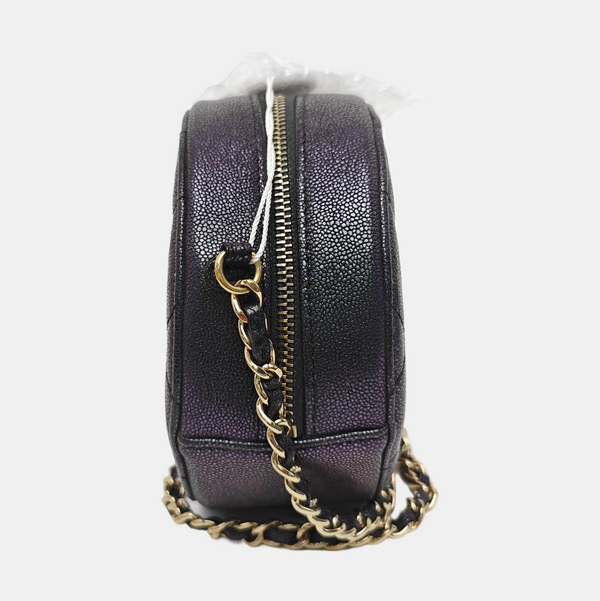 ROUND Quilted Calfskin Metallic