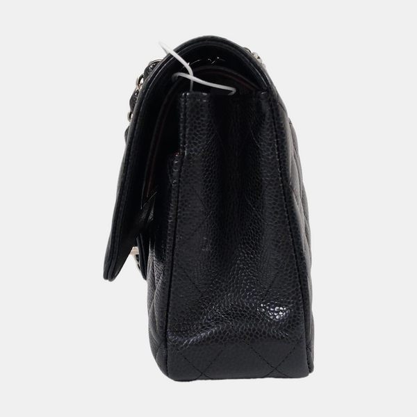 CLASSIC FLAP Medium Quilted Grained Calfskin Black