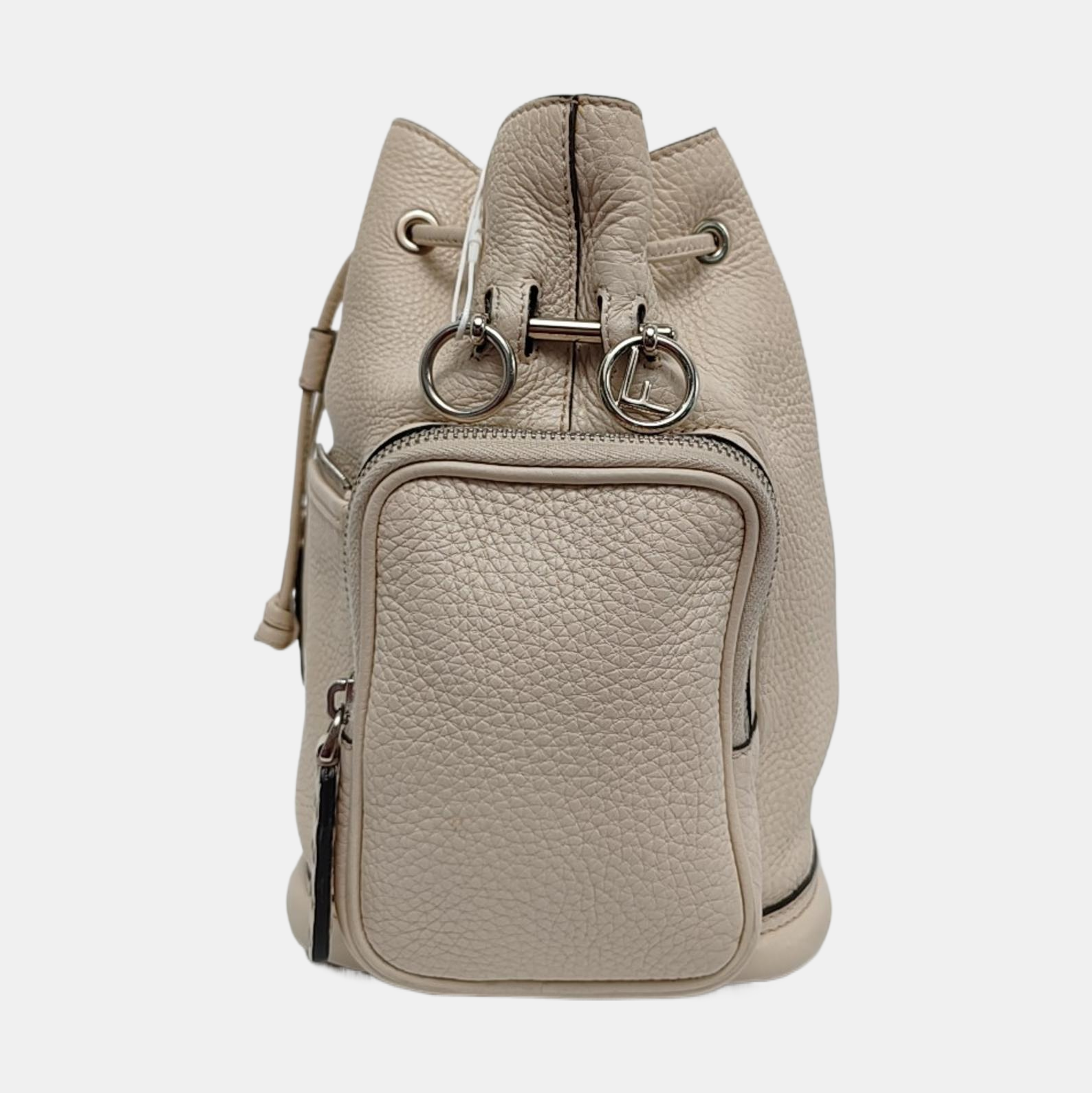 Authenticated pre-owned  Mon Tresor Calfskin Beige - Bucket Bag at Looply