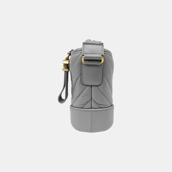GABRIELLE Small Chevron Calfskin Gray