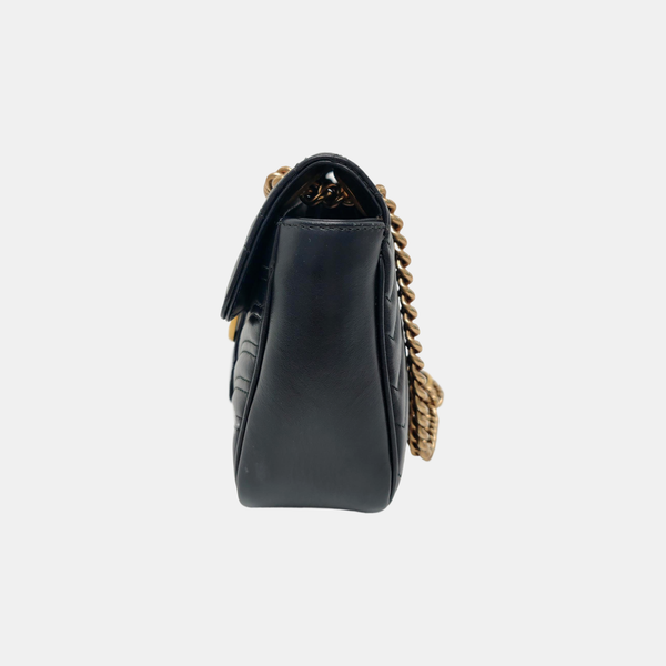 GG Marmont Medium Quilted Calfskin Black