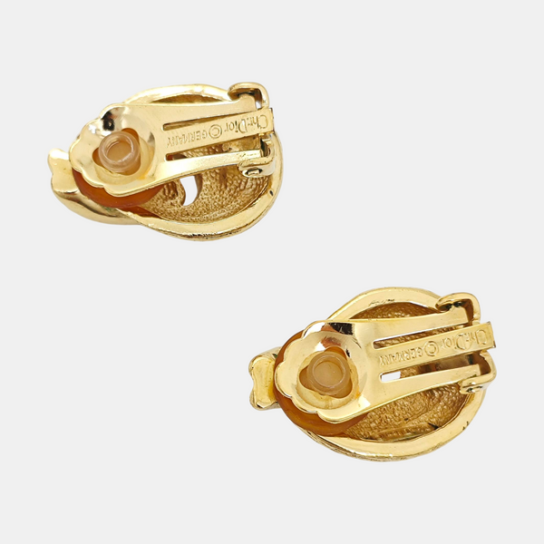 Twist Round Metal Gold Clip On Earrings