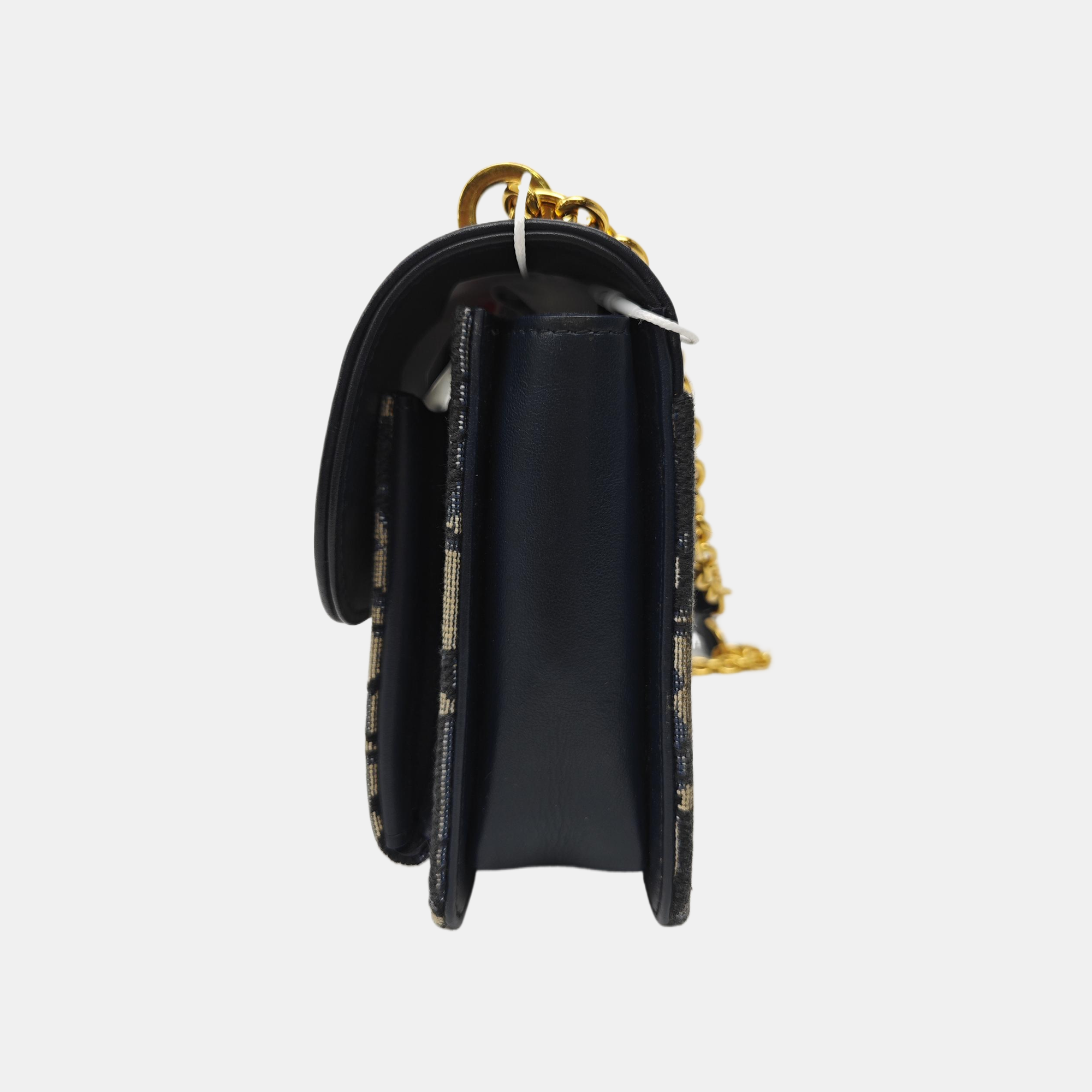 30 Montaigne Mini Oblique Canvas Blue