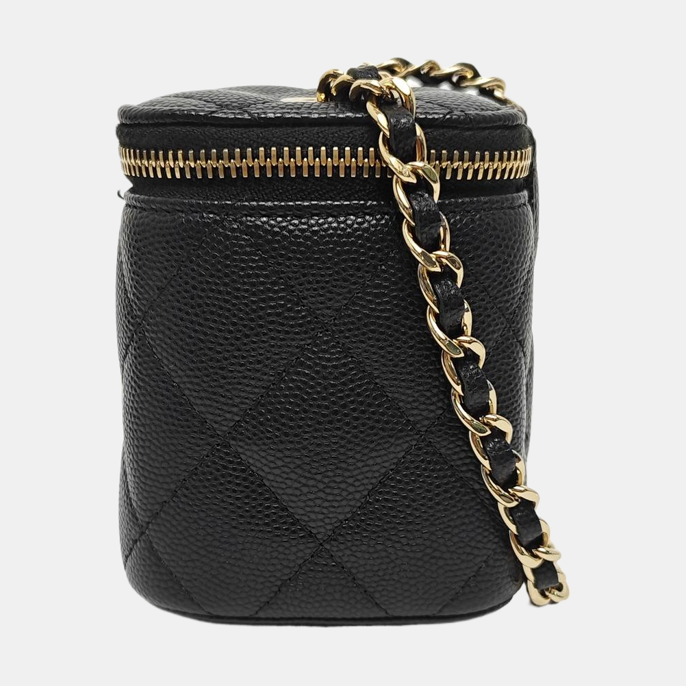 VANITY CASE Mini Quilted Grained Calfskin Black