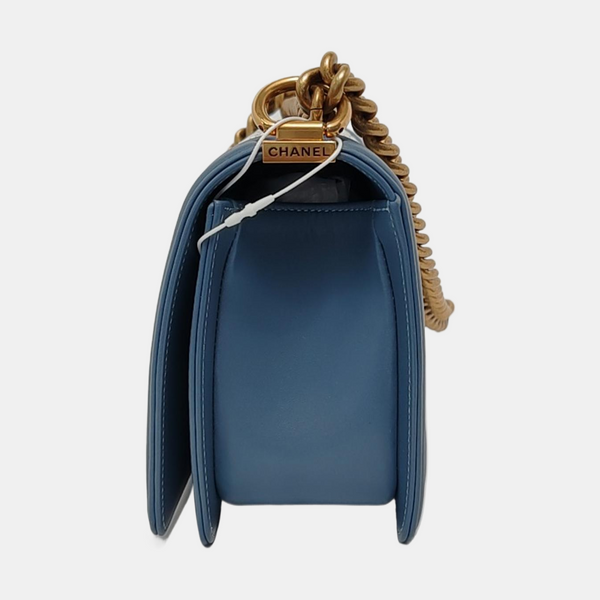 Authenticated pre-owned  BOY CHANEL Lambskin Blue - Shoulder Bag at Looply