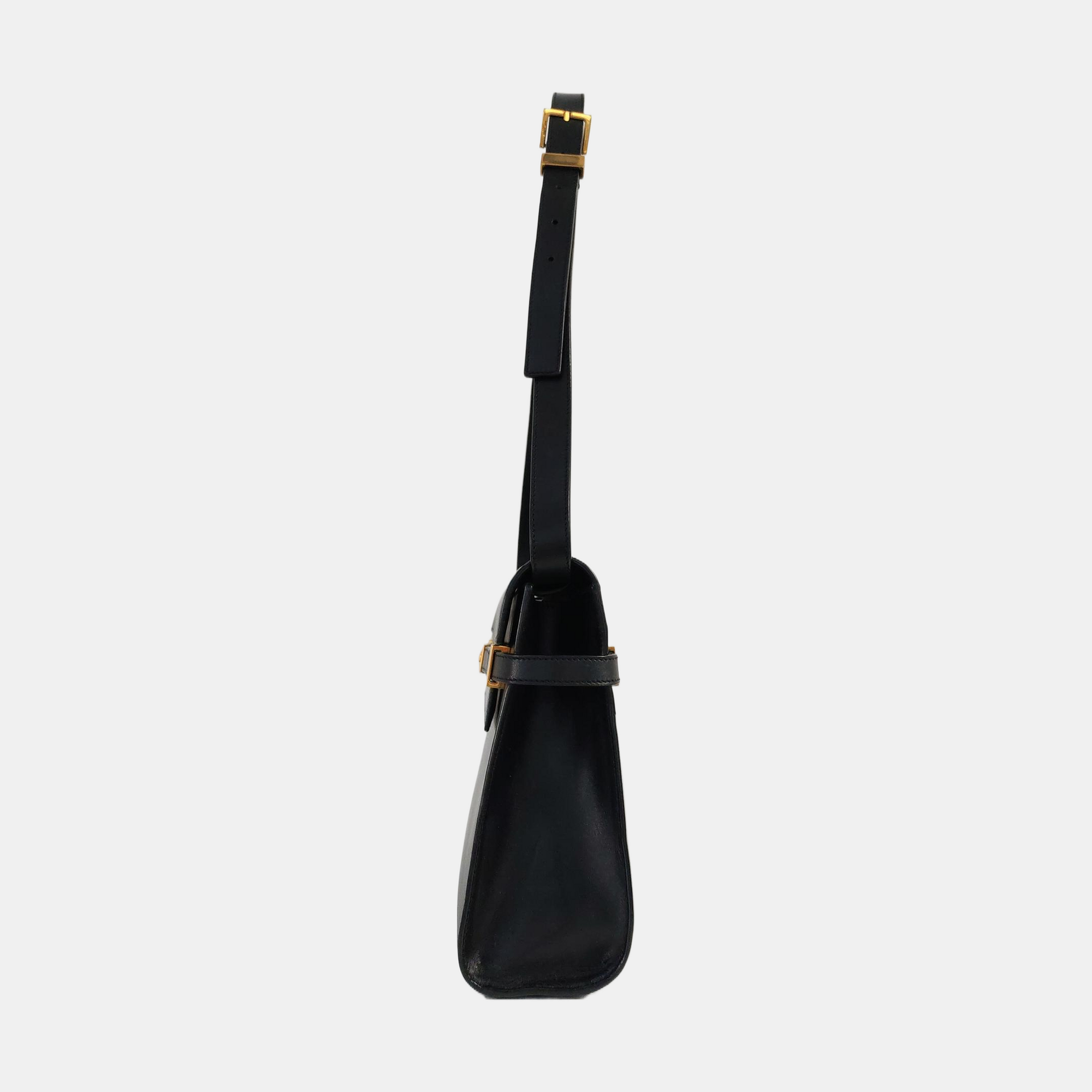 Authenticated pre-owned  MANHATTAN Calfskin Black - Top Handle Bag at Looply