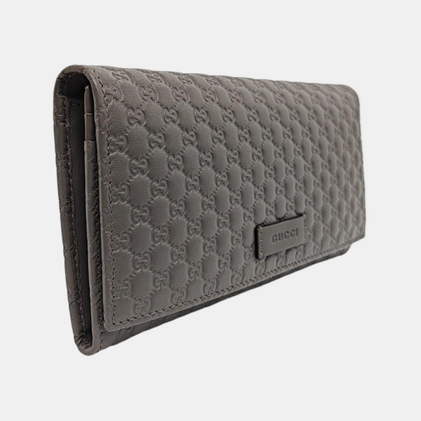 Microguccissima Monogram Calfskin Gray Wallet