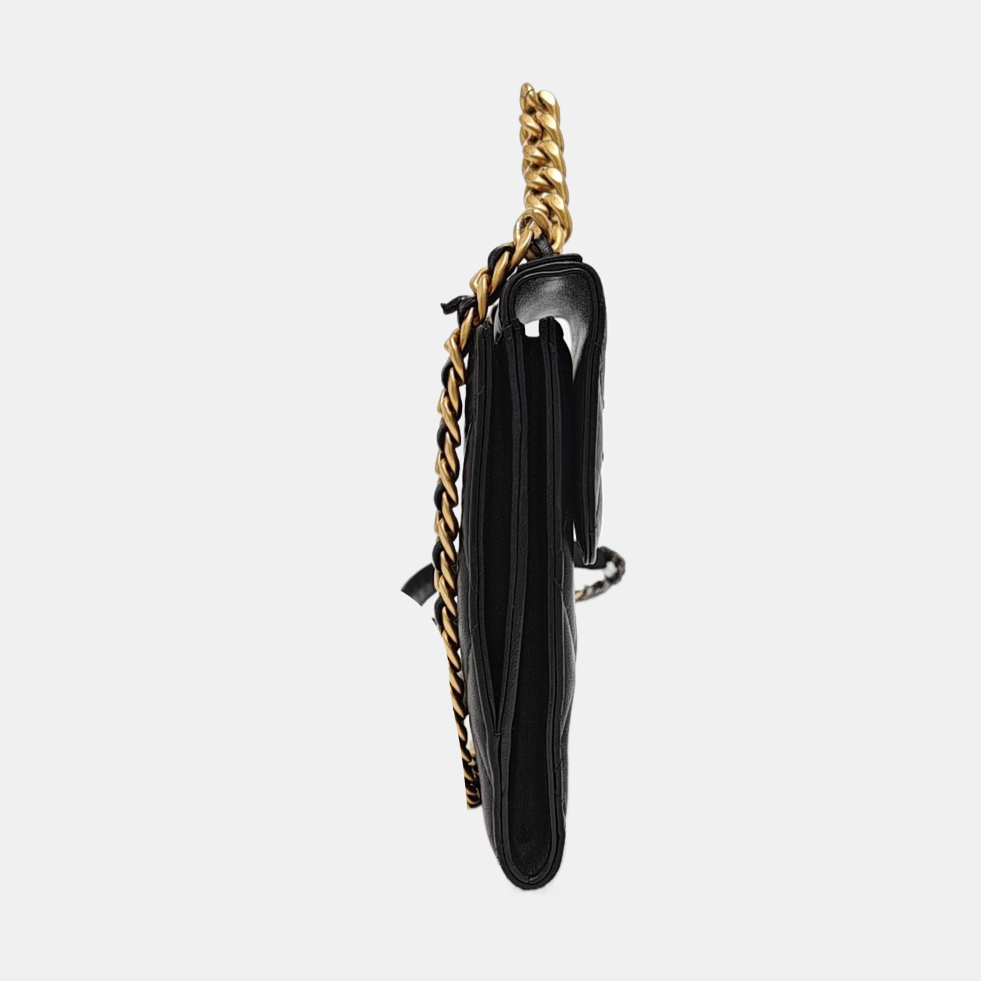 CHAIN INFINITY TOP HANDLE Quilted Lambskin Black
