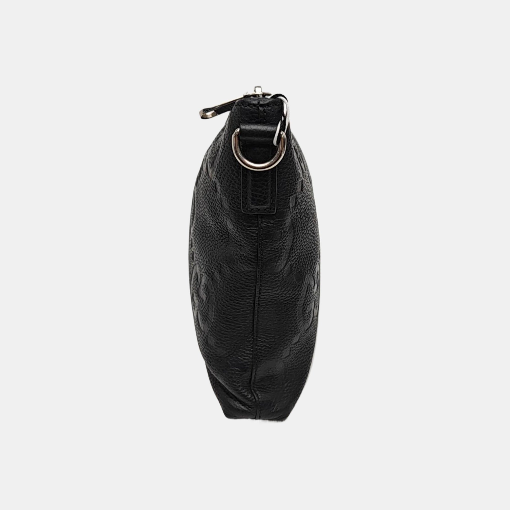 Monogram Leather Shoulder Bag Black