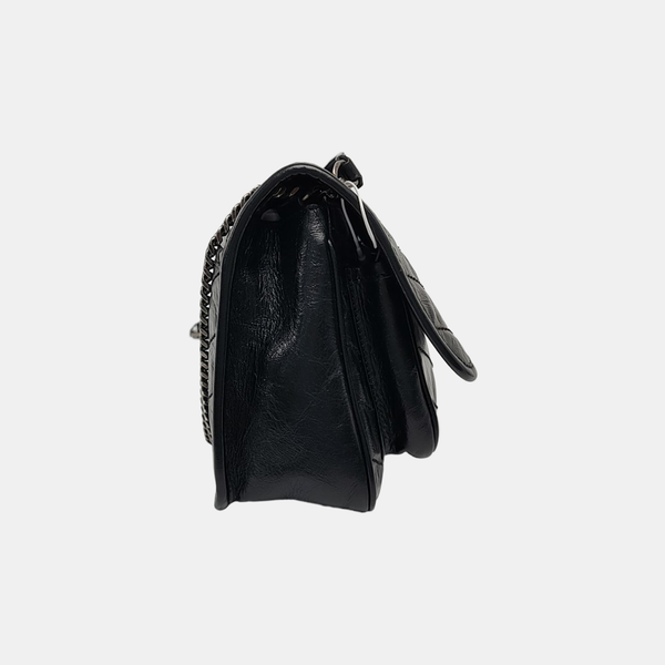 NIKI Small Chevron Calfskin Black