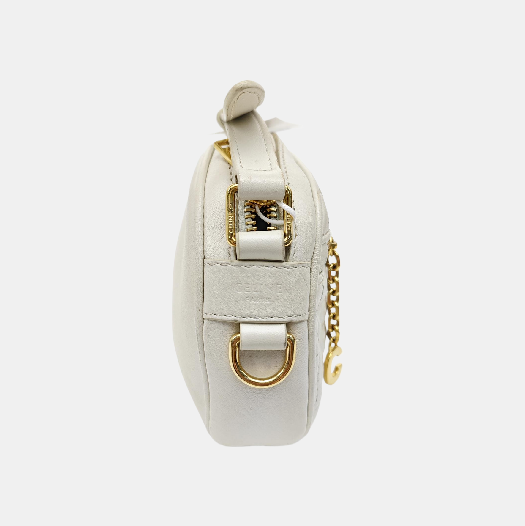 C CHARM Quilted Calfskin White
