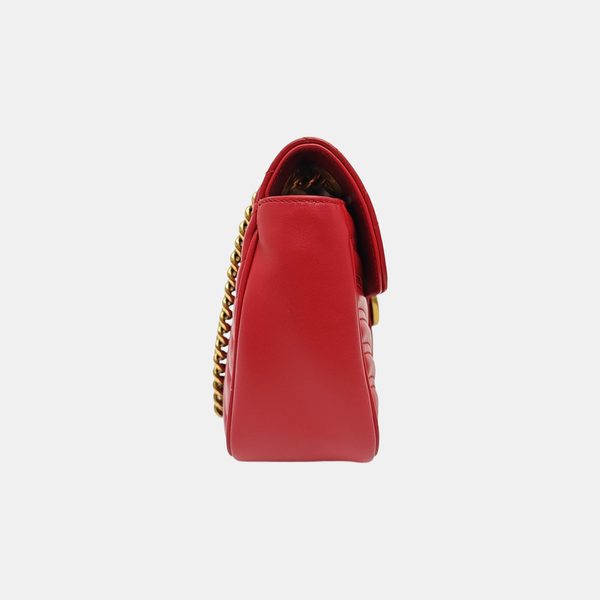 GG Marmont Medium Quilted Calfskin Red