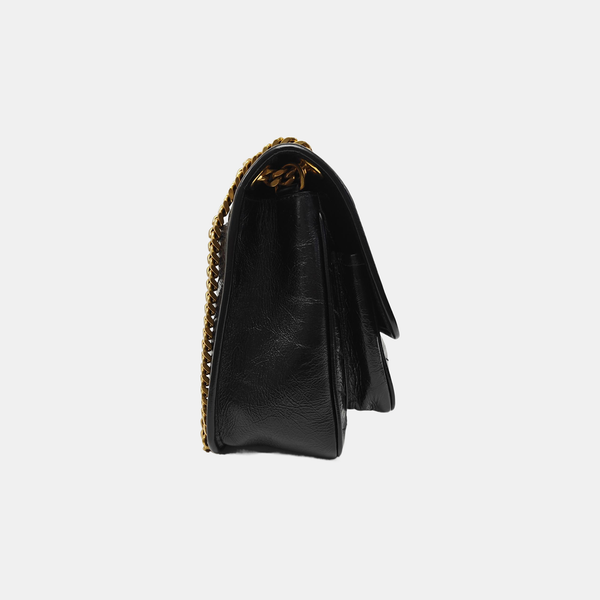 NIKI Medium Chevron Calfskin Black