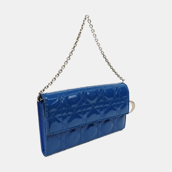 Lady Dior Small Cannage Patent Leather Blue