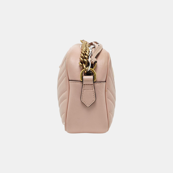 GG Marmont Small Quilted Calfskin Beige