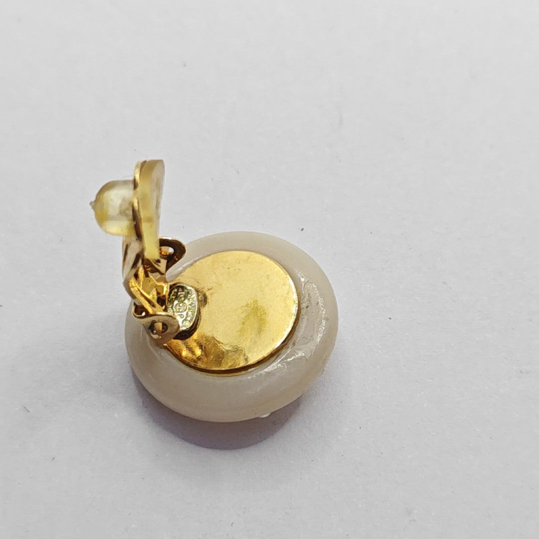 Metal White Clip On Earrings