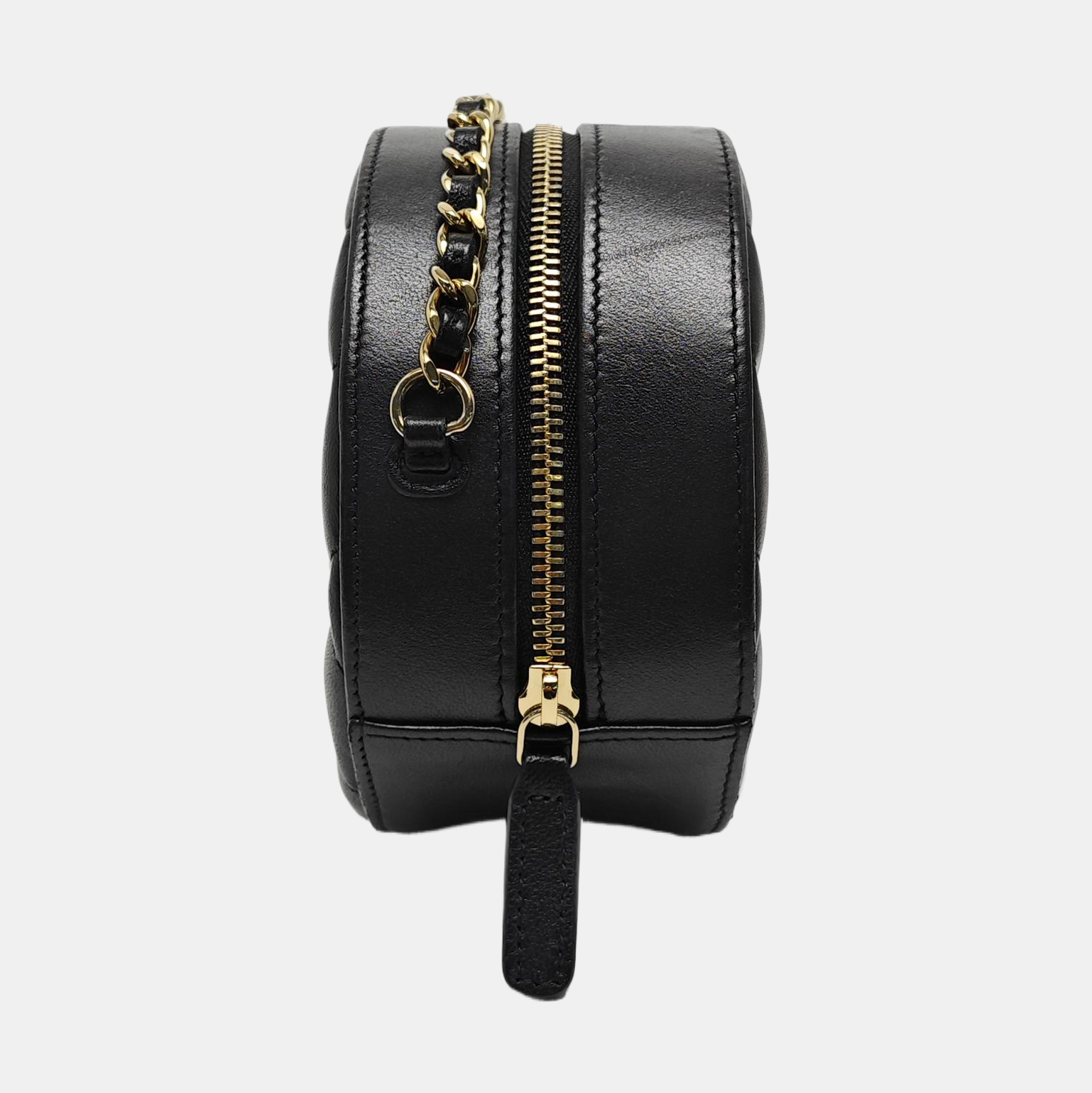 ROUND Quilted Lambskin Black
