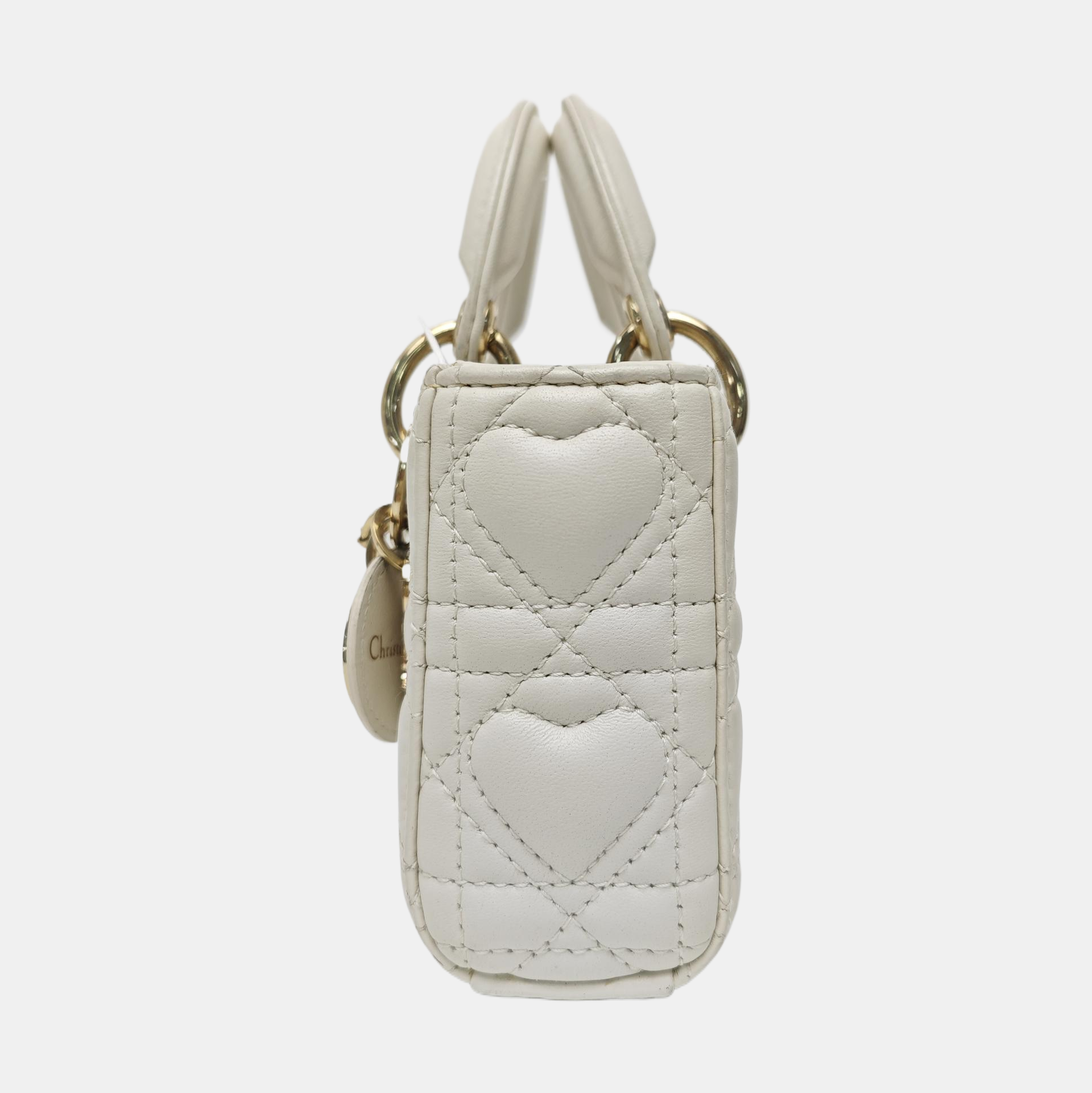 Lady D-Joy Super Mini Cannage Lambskin White