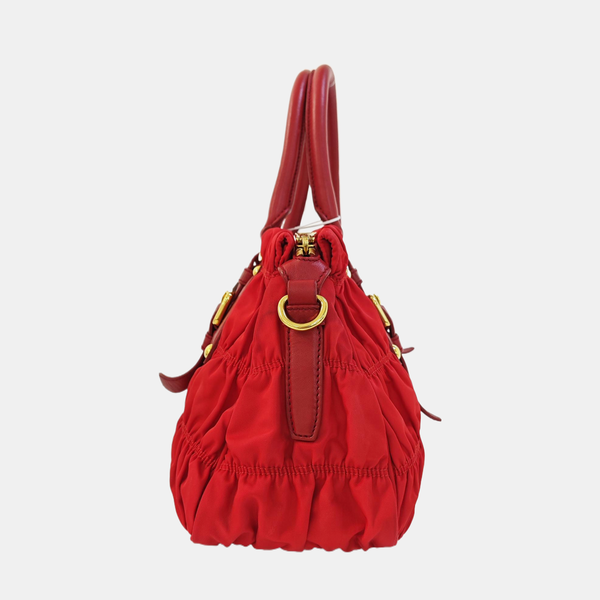 Quilted Nylon Tote Bag Red