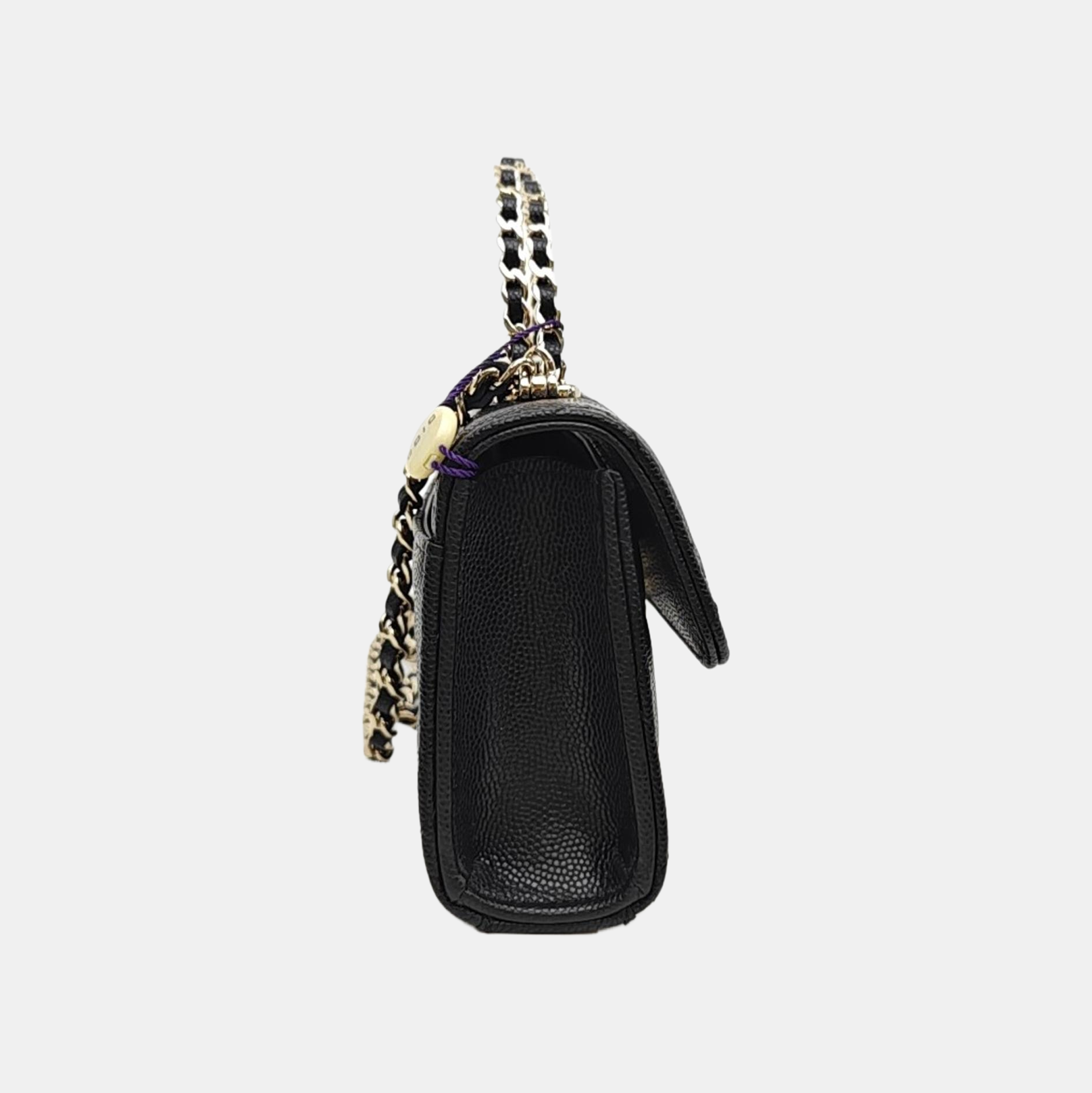Quilted Grained Calfskin Shoulder Bag Large Black