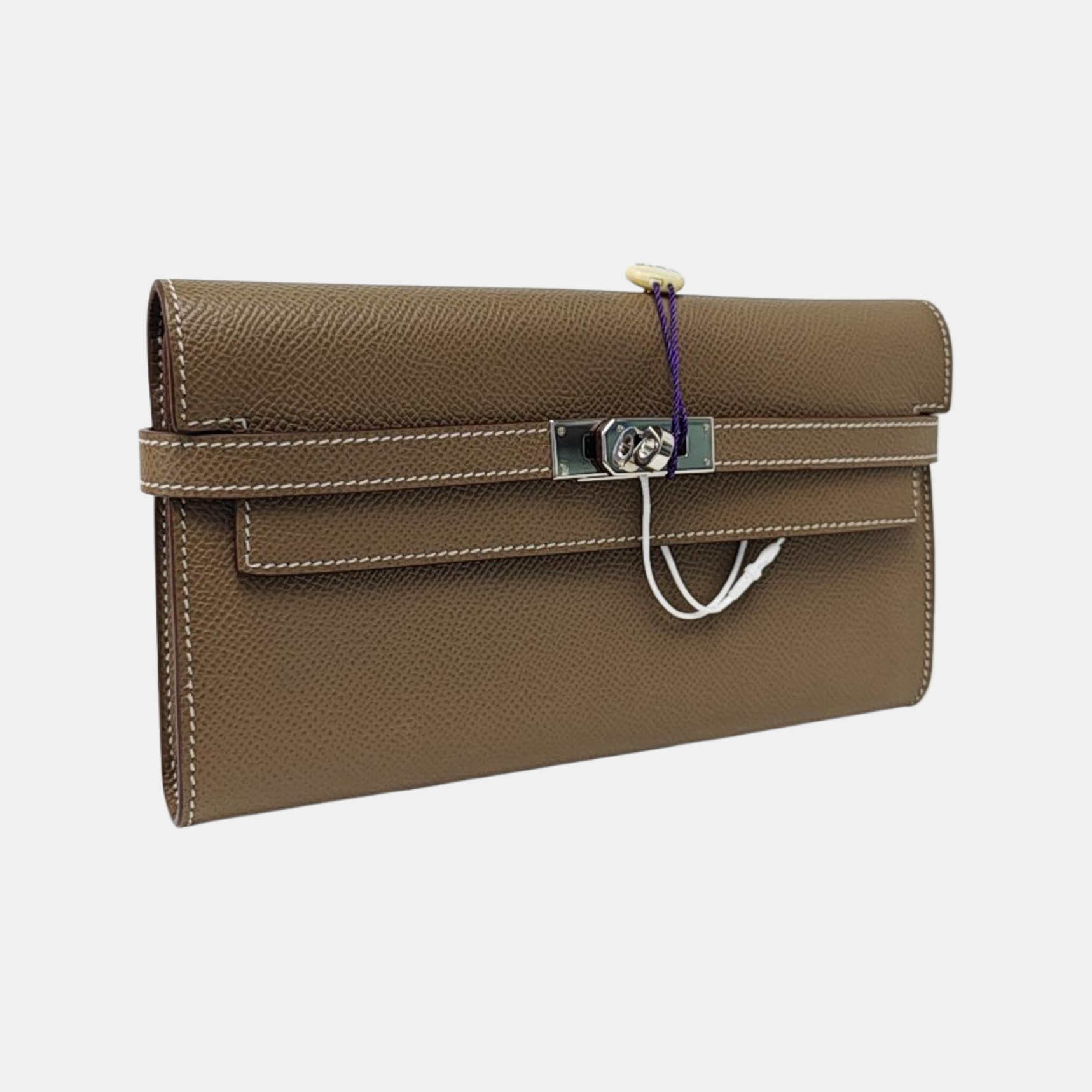 Authenticated pre-owned  Kelly Epsom Grey - Clutch at Looply