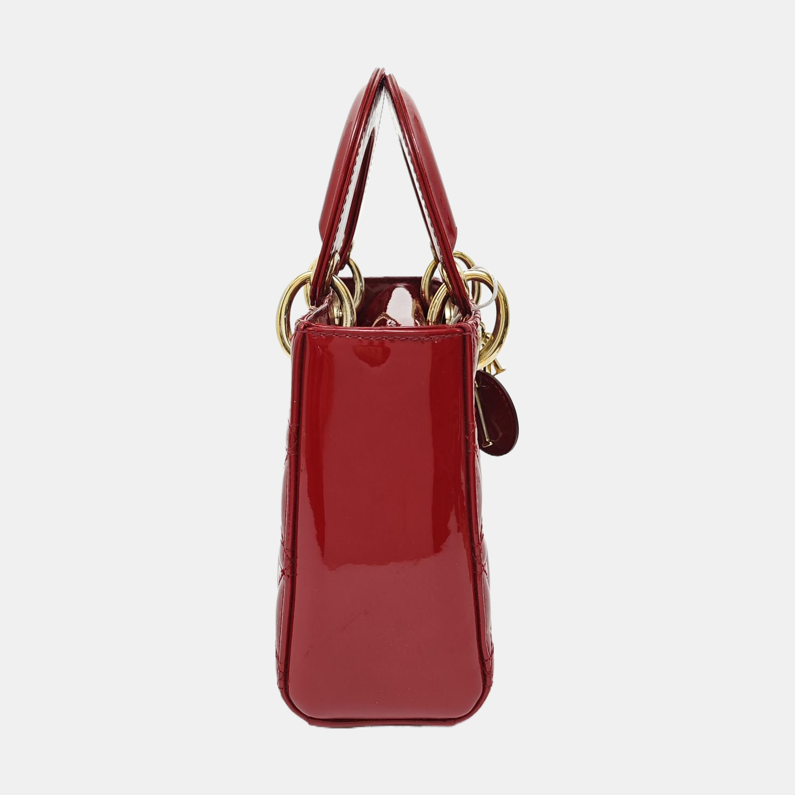 Lady Dior Mini Cannage Patent Calfskin Red