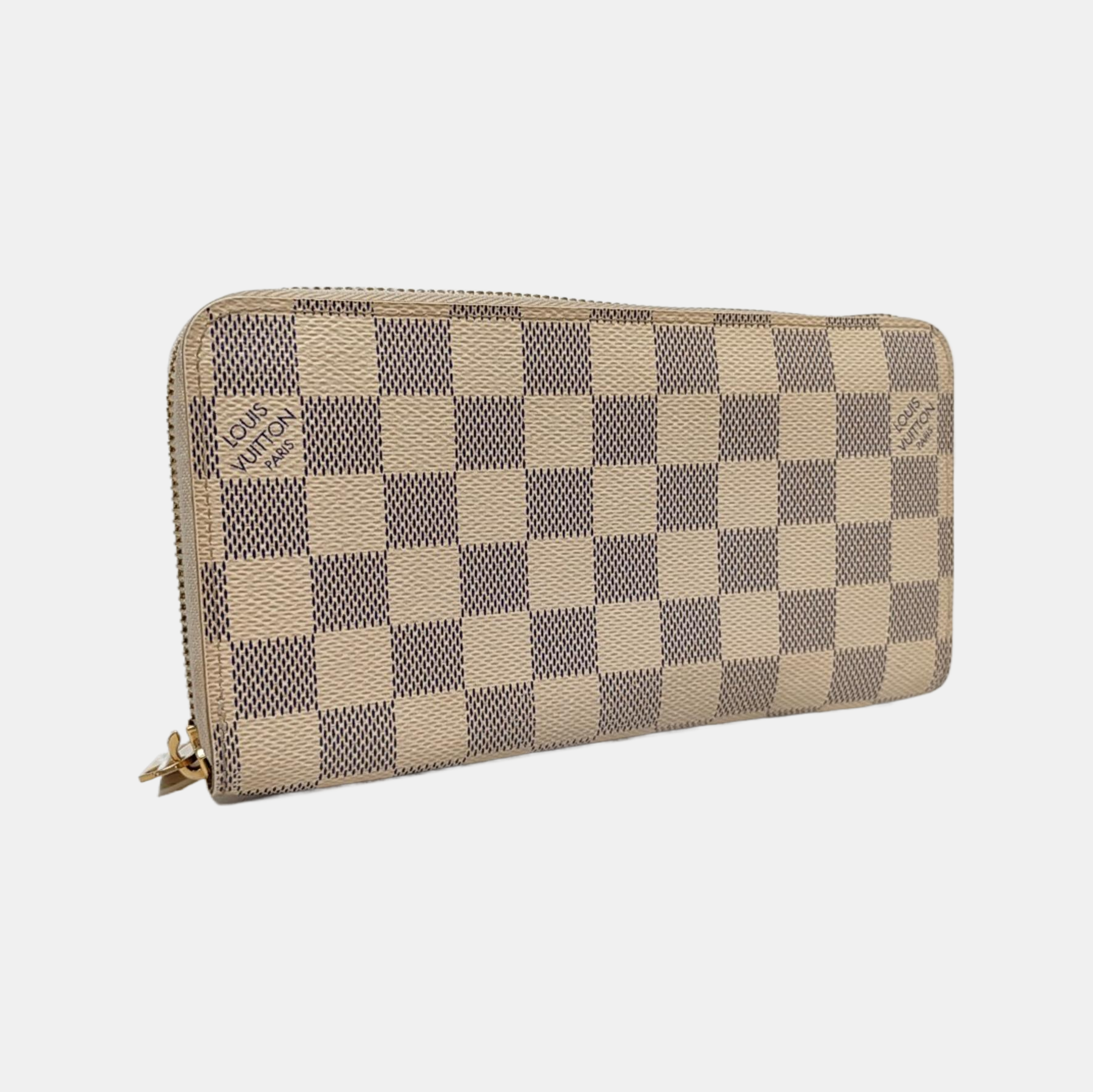 ZIPPY Damier Azur Coated Canvas White Wallet