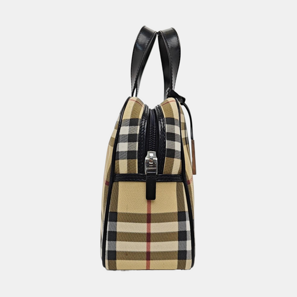 Coated Canvas Top Handle Bag Beige