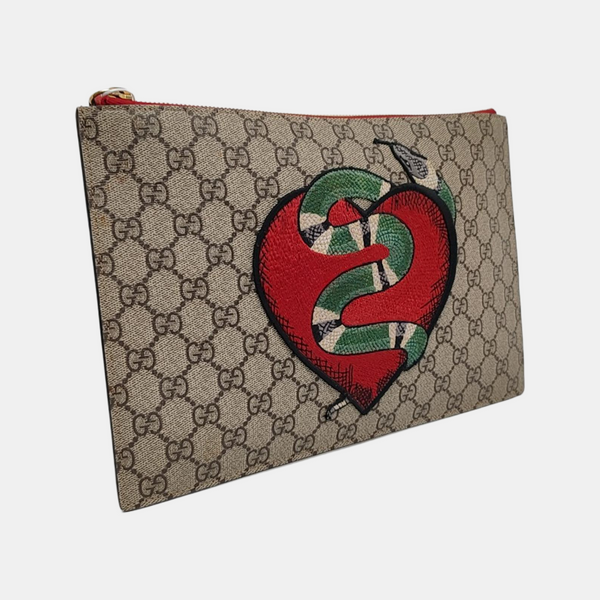 Monogram Coated Canvas Clutch Beige