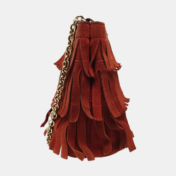 Suede Fringe Mini Suede Red