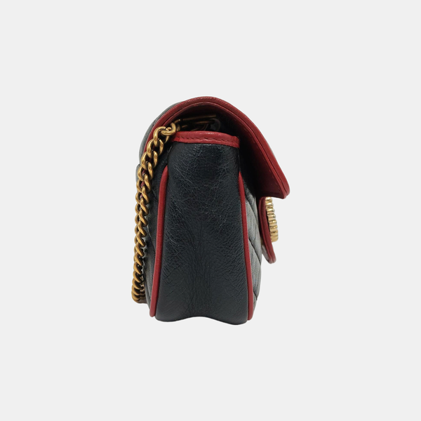 Authenticated pre-owned  GG Marmont Super Mini Quilted Calfskin Black - Crossbody Bag at Looply