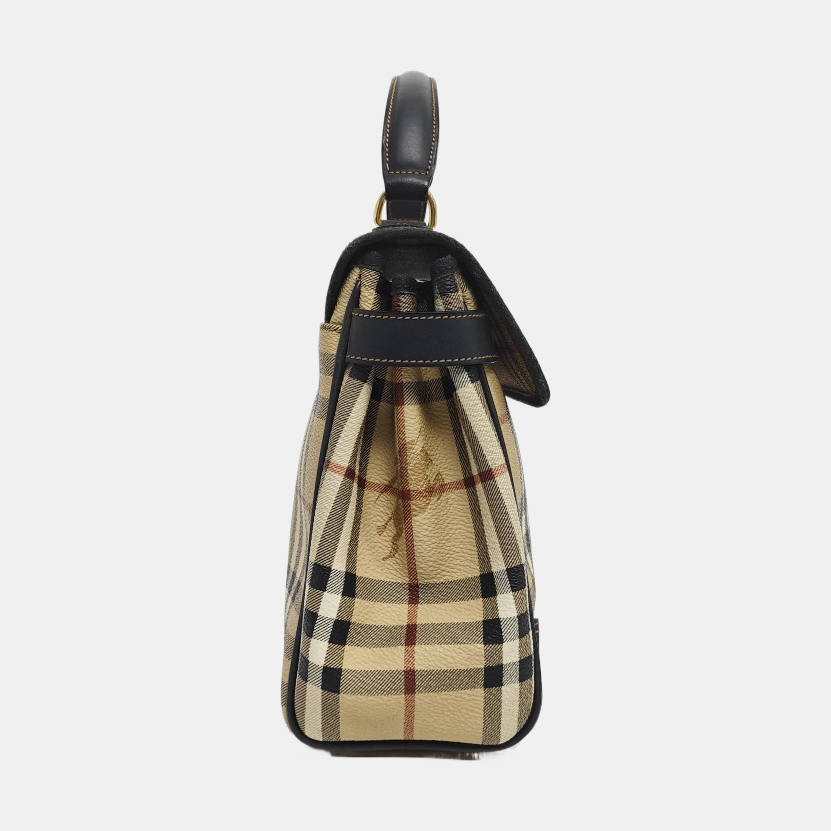 Coated Canvas Top Handle Bag Beige