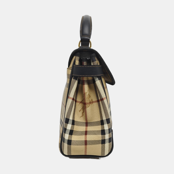 Coated Canvas Top Handle Bag Beige
