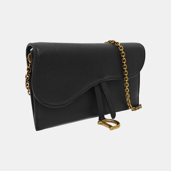 Authenticated pre-owned  Saddle Calfskin Black - Crossbody Bag at Looply