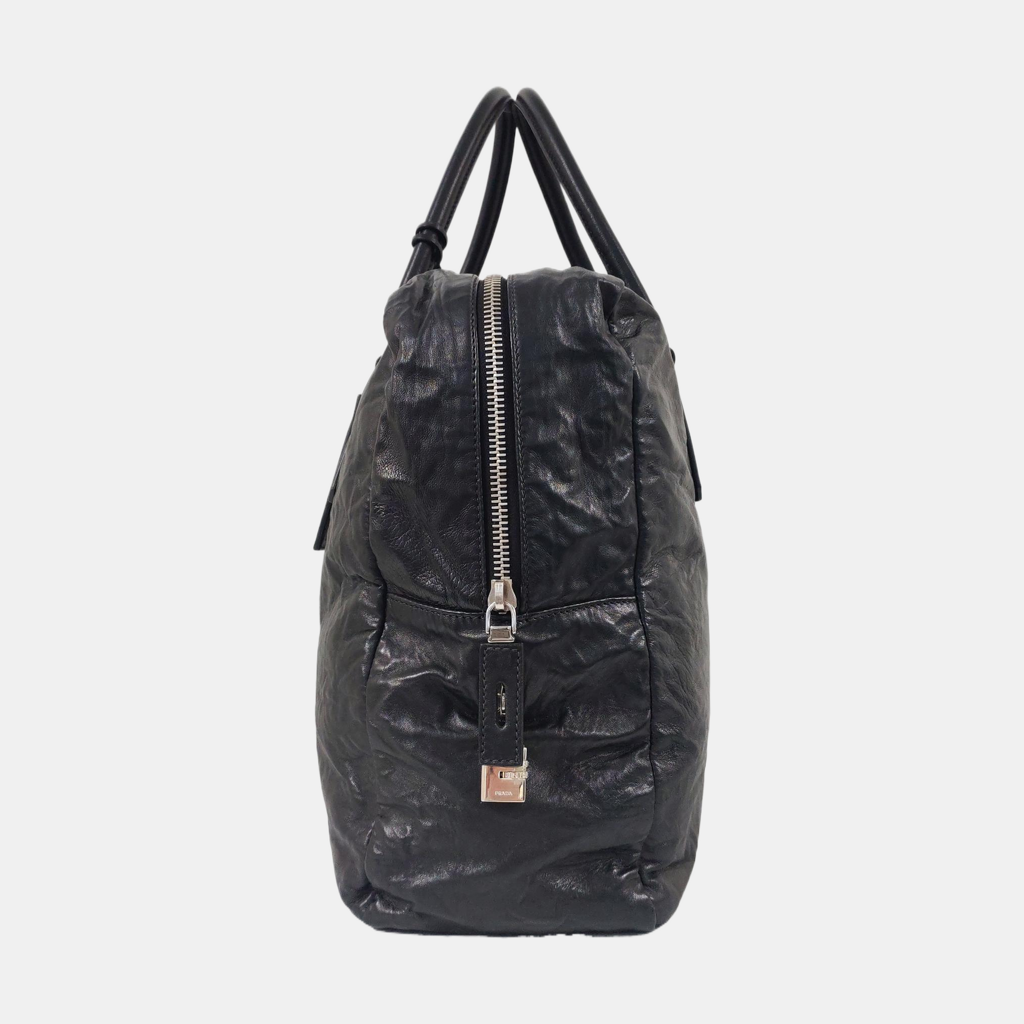 Lambskin Top Handle Bag Black