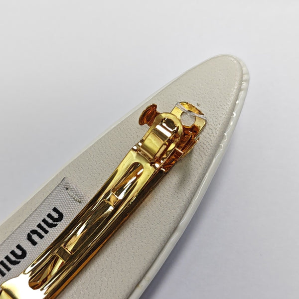 Leather Hair Clip White