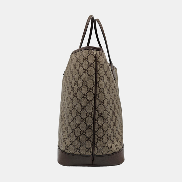 Monogram Coated Canvas Tote Bag Large Beige