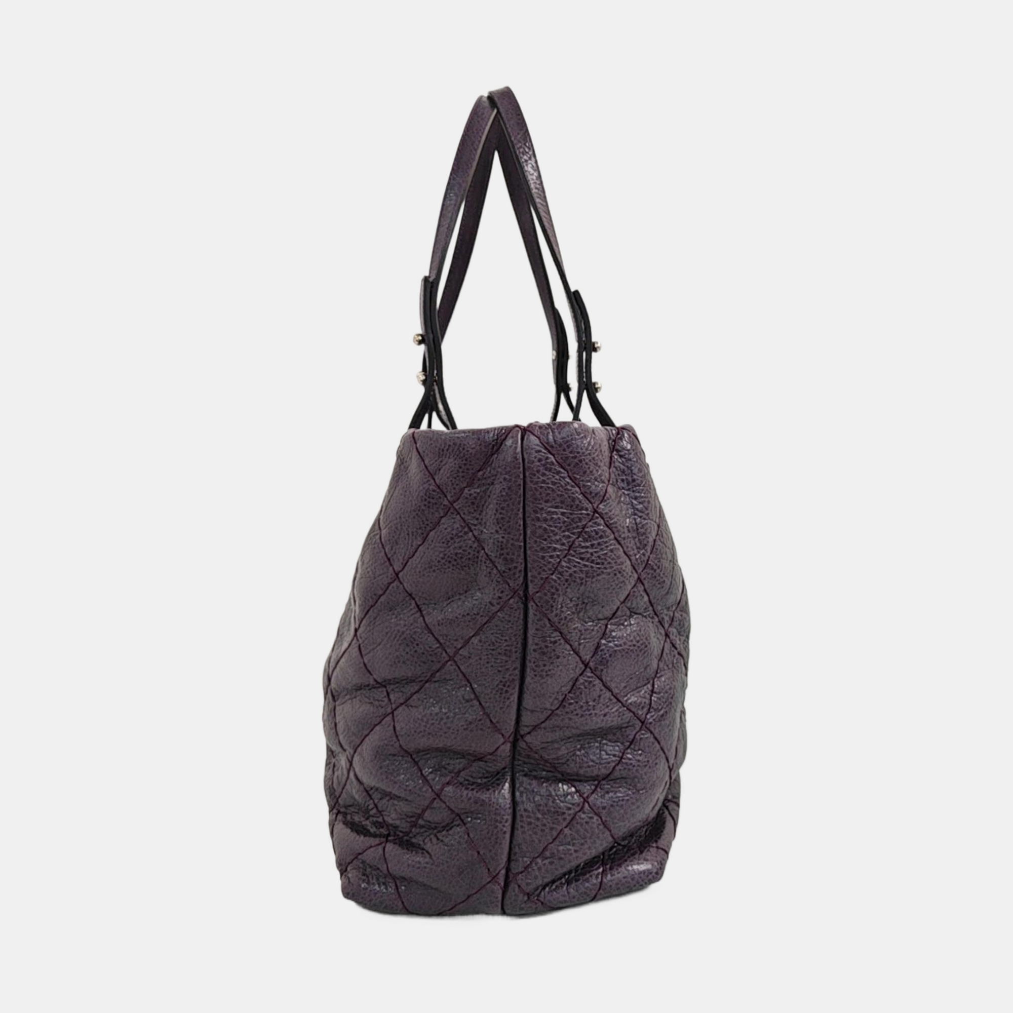 Quilted Calfskin Tote Bag Purple