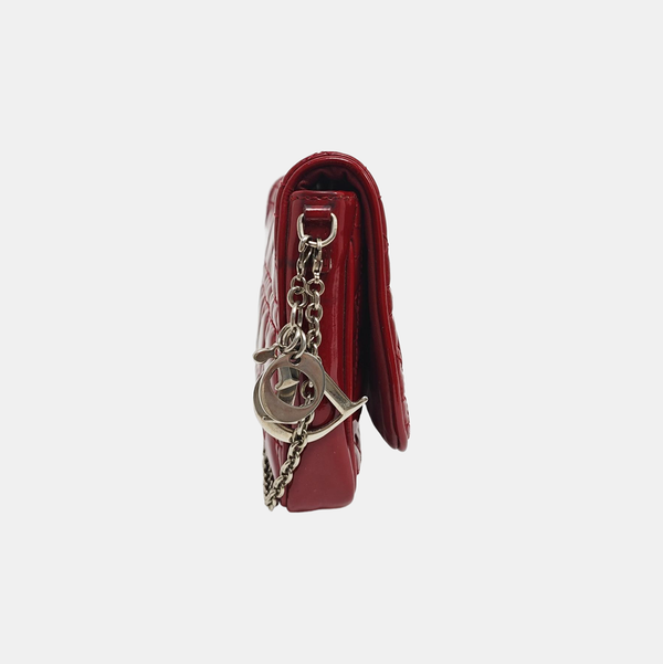 Lady Dior Quilted Patent Leather Red